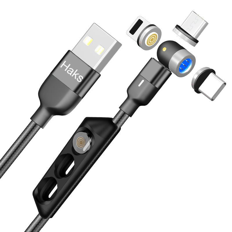 Cablu USB Magnetic 540° pentru Încărcare și Transfer Date Universal - 3 în 1 - Vreau Chestii